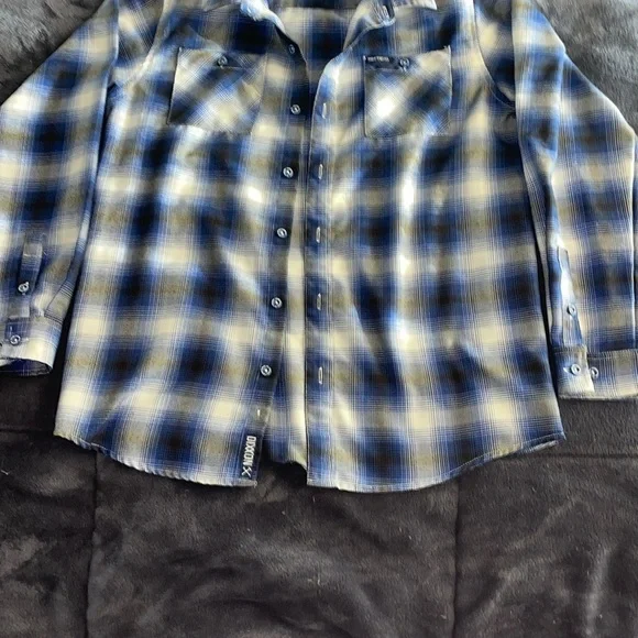DIXXON DOGTOWN YOUTH Blue and White Flannel - Picture 2 of 5